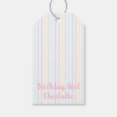 Étiquettes-cadeau Pastel Candy Stripes Fille d'anniversaire (Devant)