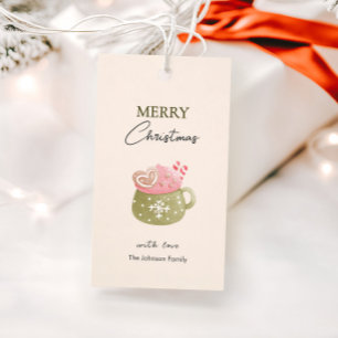 Étiquettes-cadeau Pastel Cocoa Mug Cookie Joyeux Noël