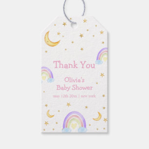 Étiquettes-cadeau Pastel Coloré Rainbow Moon Star Baby shower