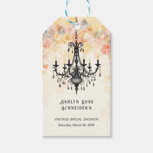 Étiquettes-cadeau Pastel Colors Chic Floral Vintage Chandelier (Devant)