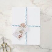 Étiquettes-cadeau Pastel crème brun boho fleurs séchées bébé chaussu (Avec de laficelle)