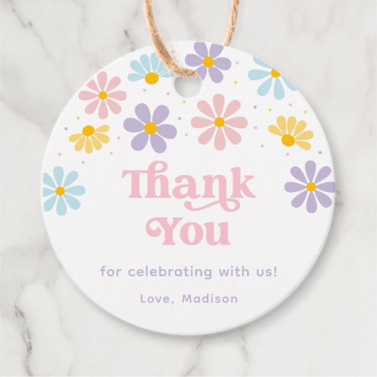 Étiquettes Cadeau Pastel Daisy Flower Anniversaire (Devant)
