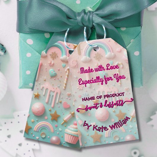 Étiquettes-cadeau Pastel Drip Cookie and Dessert Packaging