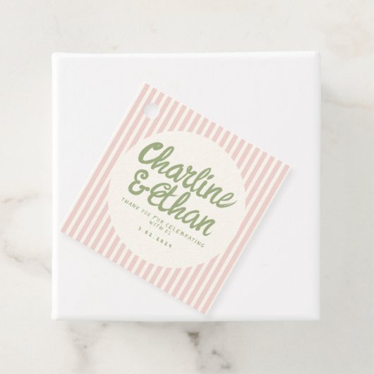 Étiquettes Cadeau Pastel écriture manuscrite Retro Mariage Merci Fav (En situation)