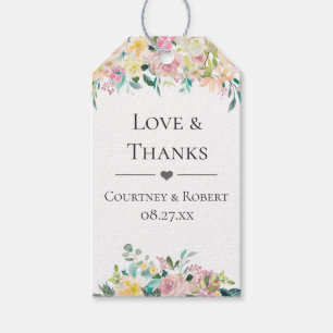 Étiquettes-cadeau Pastel Été Floral Mariage Merci