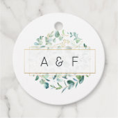 Étiquettes Cadeau Pastel Eucalyptus Mariage géométrique Monogramme (Devant)