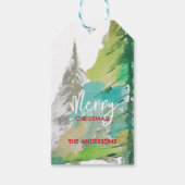 Étiquettes-cadeau Pastel Green Modern Christmas Tree Aquarelle Art (Devant)
