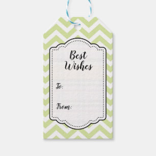 Étiquettes-cadeau Pastel Green & White Chevron Mariage Anniversaire