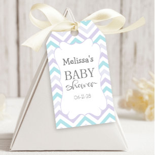 Étiquettes-cadeau Pastel Lavender et Aqua Zig Zag Baby