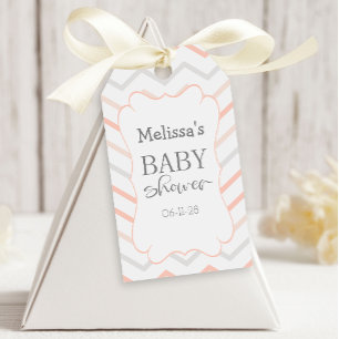 Étiquettes-cadeau Pastel Peach et Grey Zig Zag