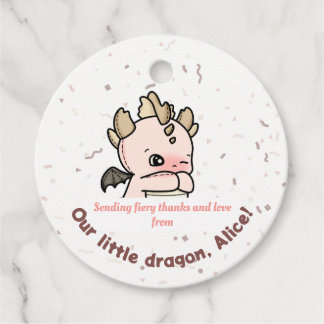 Étiquettes Cadeau Pastel Pink Jaune Baby Dragon Merci
