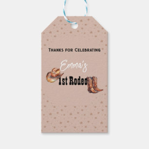 Étiquettes-cadeau Pastel Pink Rodeo Western Cowgirl 1er anniversaire