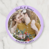 Étiquettes Cadeau Pastel Purple Minimal Mariage photo Rond tendance (Dos)