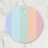 Étiquettes Cadeau Pastel Rainbow Stripes Retour Anniversaire Merci (Dos)
