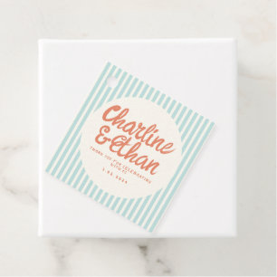 Étiquettes Cadeau Pastel RedHandwriting Retro Mariage Merci Fav