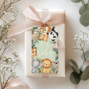 Étiquettes-cadeau Pastel Tropical Jungle Safari bébé doucheAnimaux