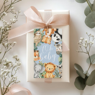 Étiquettes-cadeau Pastel Tropical Jungle Safari bébé doucheAnimaux