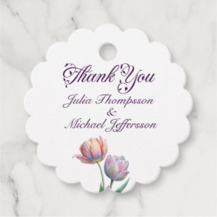 Étiquettes Cadeau Pastel Tulip Mariage Suite Typographie élégante