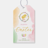 Étiquettes-cadeau Pastel Watercolor Chick And Willow Wreath Easter (Devant)