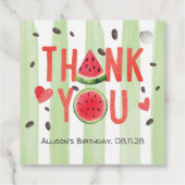 Étiquettes Cadeau Pastèque rouge Thème été Anniversaire Merci (Dos)