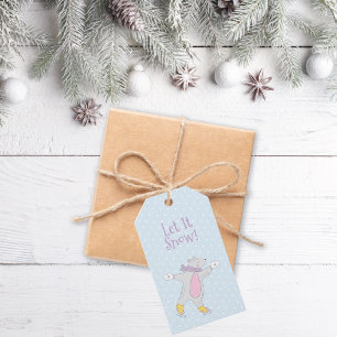 Étiquettes-cadeau Patinage d'ours polaire Noël lunatique