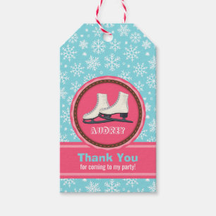 Étiquettes-cadeau Patinage sur glace rose Sky Rink Sport Anniversair