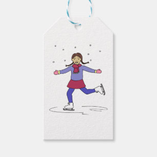 Étiquettes-cadeau Patineur artistique de fille de patinage de glace