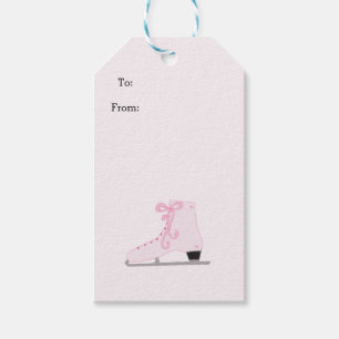 Étiquettes-cadeau Patins à glace roses Hiver