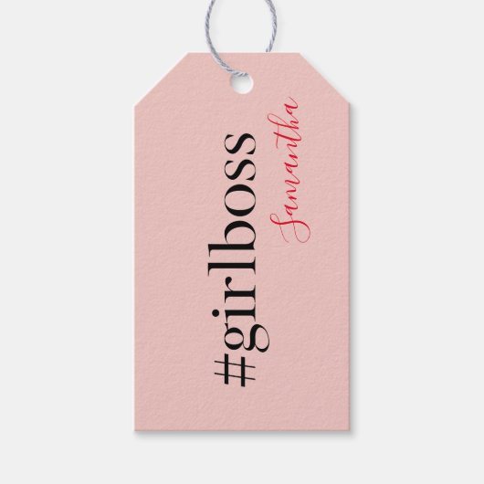 Étiquettes-cadeau Patron et nom de fille rose moderne | best Girly G (Devant)