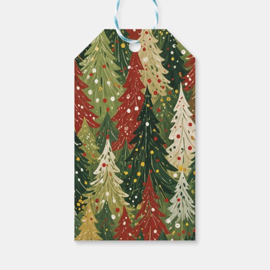 Étiquettes-cadeau Patterned Forest of Festive Pines (Dos)