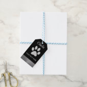 Étiquettes-cadeau Paw Chien Argent sur arrière - plan noir (Avec de laficelle)