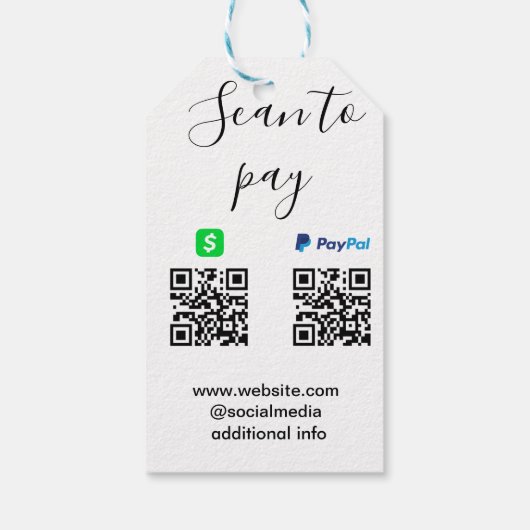 Étiquettes-cadeau Paypal Cashapp scan to pay QR add business name lo (Dos)