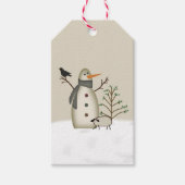 Étiquettes-cadeau Pays Mots clés cadeaux de Snowman primitif (Devant)