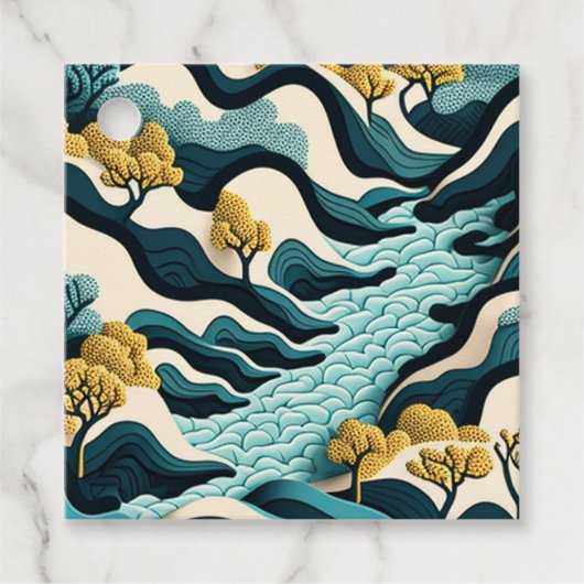 Étiquettes Cadeau Paysage moderne (Devant)