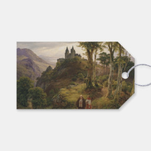 Étiquettes-cadeau Paysage romantique avec complexe de monastères