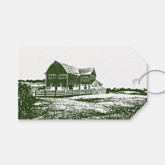 Étiquettes-cadeau Paysage rural maison de ferme de style coupe (Devant (Horizontal))