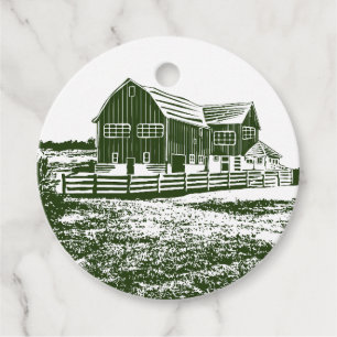 Étiquettes Cadeau Paysage rural maison de ferme de style coupe