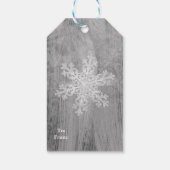 Étiquettes-cadeau Peace Joy Cheer Silver Snowflake Holiday Favoriser (Dos)
