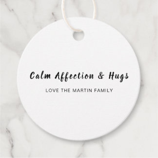 Étiquettes Cadeau Peace Love and Hugs Minimal White Christmas Design