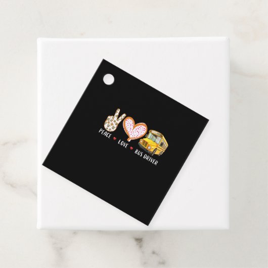 Étiquettes Cadeau Peace Love Bus Driver Toxits (En situation)