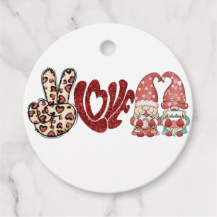 Étiquettes Cadeau Peace Love Valentines Saint Valentin