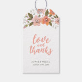 Étiquettes-cadeau Peach Delicate Floral Love and Thanks (Devant)