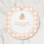 Étiquettes Cadeau Peach En vichy Citrouille Pop It When She Pops (Dos)