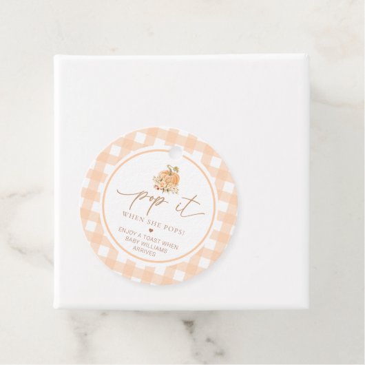 Étiquettes Cadeau Peach En vichy Citrouille Pop It When She Pops (En situation)