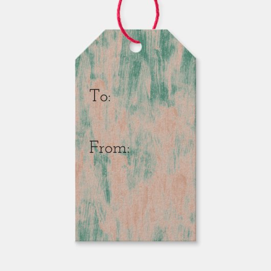 Étiquettes-cadeau Peach Green Abstrait Snowflakes Noël (Devant)