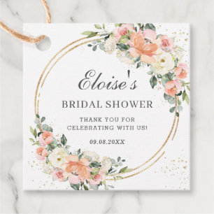 Étiquettes Cadeau Peach Ivory rose Fête des mariées de Merci Floral