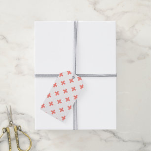 Étiquettes-cadeau Peach polka croise sur blanc