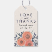 Étiquettes-cadeau Peach Poppies Mariage Merci Favoriser (Devant)