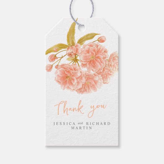Étiquettes-cadeau Peach spring fleurs art mariage merci (Devant)