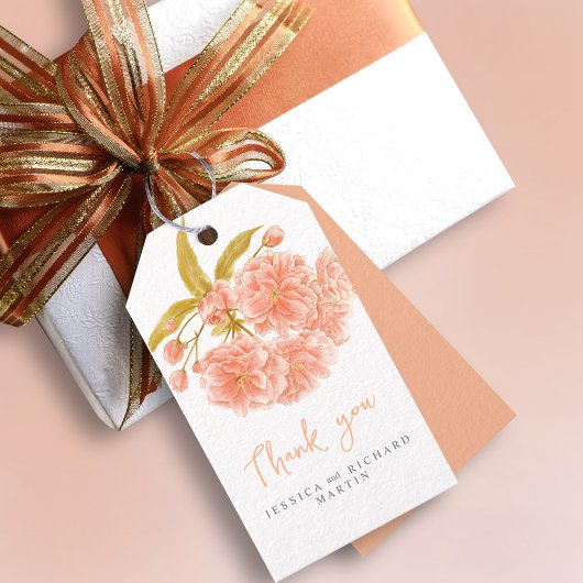 Étiquettes-cadeau Peach spring fleurs art mariage merci